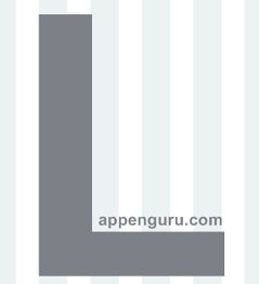 Grauer Buchstabe "L" auf gestreiftem Hintergrund, mit der Aufschrift "appenguru.com".