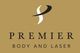 Logo of Premier Body and Laser with a stylized 'S' on a gold background.