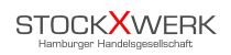 Logo mit Text "STOCKXWERK", rote "X", darunter "Hamburger Handelsgesellschaft".