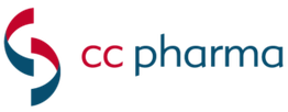 Logo von CC Pharma mit blau-rotem Symbol und Schriftzug auf weißem Hintergrund.