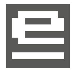 Graues Quadrat mit weißem geometrischem Muster aus horizontalen und vertikalen Balken.