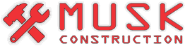 Red "Musk Construction" logo with wrench and hammer crossed.