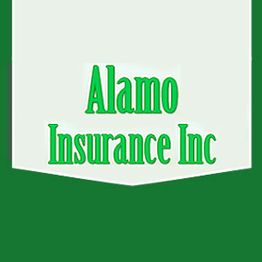 "Logo of Alamo Insurance Inc with green text on a white and green background."