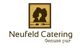 Logo von Neufeld Catering mit zwei Silhouetten und dem Slogan "Genuss pur" darunter.