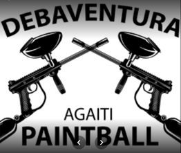 Logotipo con dos marcadoras de paintball cruzadas y los textos: "DEBAVENTURA" y "AGAITI PAINTBALL".