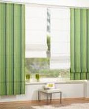 Set, 4 Teile, Raffrollo gestreift und unifarben