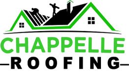 Logo of Chappelle Roofing with roofers on a house and the company name below.