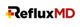 RefluxMD logo with a cross design in yellow and red next to the black and red text.