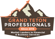 Logo of Grand Teton Professionals with mountains and financial chart, established in 2013.