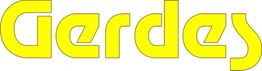 Gelber Schriftzug „Gerdes“ auf weißem Hintergrund.