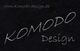 Schwarzer Hintergrund mit weißem Text: "www.Komodo-design.de" und "KOMODO Design".