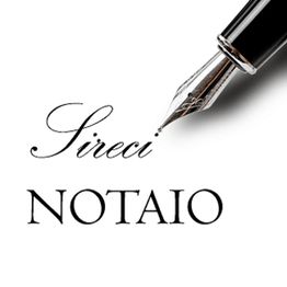 Penna stilografica con testo "Sireci Notaio" su sfondo bianco.