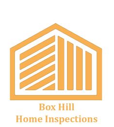 Logo of Box Hill Home Inspections with an orange house outline and striped interior design.
