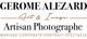 Logo texte : "GEROME ALEZARD Artisan Photographe, Mariage, Corporate, Portrait, Spectacle".