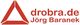 Logo: Rotes Dreieck links, daneben Text "drobra.de Jörg Baranek" in Rot.