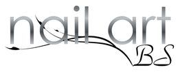 "Logo mit dem Text 'nail art BS' und geschwungenen Linien als dekoratives Element."
