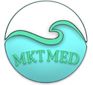 Logo mit stilisierter Welle und Schriftzug "MKT MED" in türkis.