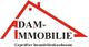 Logo mit rotem Dach und Schriftzug "Adam-Immobilie, Geprüfter Immobilienkaufmann".