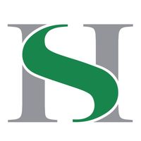 A large gray letter H with a green S integrated in the center.