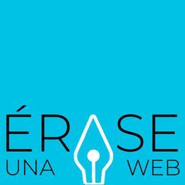 Texto "Érase una web" en fondo azul con ícono de pluma estilográfica.