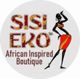 Logo: "Sisi Eko African Inspired Boutique" with stylized silhouette of a woman in African attire.