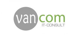 Logo mit Text "vancom IT-Consult" in Grau und Grün.