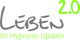 Text: "LEBEN 2.0 Ihr Hypnose-Update" in Grau und Grün.