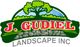 Logo for J. Gudiel Landscape Inc, featuring a green tree and stone design.