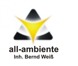 Logo mit gelbem Stern auf schwarzem Dreieck, Text: "all-ambiente Inh. Bernd Weiß".