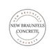 "Logo with text 'New Braunfels Concrete' inside a circular border."