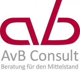 Logo von AvB Consult mit dem Slogan: "Beratung für den Mittelstand" in Rot und Grau.