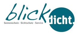 Logo von "blickdicht" mit Slogan: Sonnenschutz - Sichtschutz - Service.