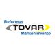 Logo de "Reformas Tovar Mantenimiento" con diseño en azul, gris y amarillo.