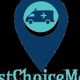 Blue map pin icon with ambulance inside, text partially visible at bottom.