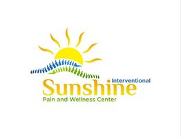 Logo of Sunshine Interventional Pain and Wellness Center with sun and spine graphic.
