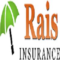 Green umbrella icon beside "Rais Insurance" text logo.