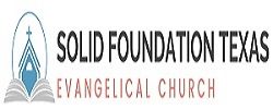 Logo of Solid Foundation Texas Evangelical Church with a church and book icon.