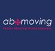 Logo of "ab moving" with text "Texas Moving Professionals" on a dark blue background.