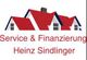 Logo mit roten Hausdächern und Text: "Service & Finanzierung Heinz Sindlinger".