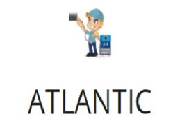 Cartoon repairman with a toolbox above the word "ATLANTIC."
