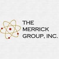 Logo of The Merrick Group, Inc. with stylized atom design in gold and red on a white background.