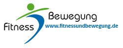 Logo mit „Fitness und Bewegung“ und der Webseite www.fitnessundbewegung.de, stilisierte Figur.