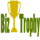 Golden trophy logo with "Biz Trophy" text in green.
