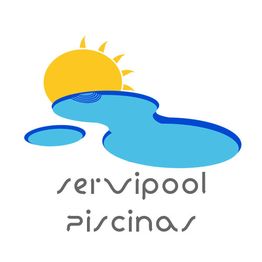 Logotipo de Servipool Piscinas con un sol amarillo y estilización de piscina azul.