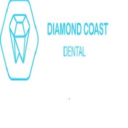 Logo with a diamond icon and text "Diamond Coast Dental" in blue.