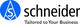 Logo mit blauem Kreis und Buchstabe "S", Text: "Schneider - Tailored to Your Business".