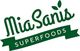 Logo mit der Aufschrift "MiaSanis Superfoods" in Grün, mit zwei Blättern über dem "i".