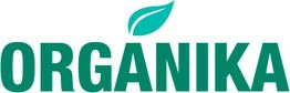 Texto "Organika" con una hoja verde encima de la letra "N".