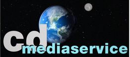 CD-Logo vor Erde und Mond im Weltraum, mit Text "cd mediaservice".