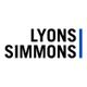 Text says "Lyons Simmons" with a vertical blue line on the right.
